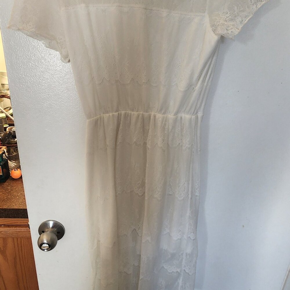 Charlotte Russe White Lace Dress Size S Cottage Wedding Bridal Bachelorette - Picture 3 of 6